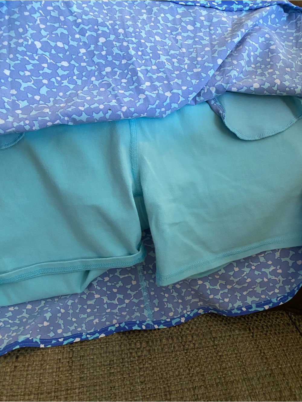 Talbots Blue Floral Print Skort with Mint Accents - Picture 4 of 10